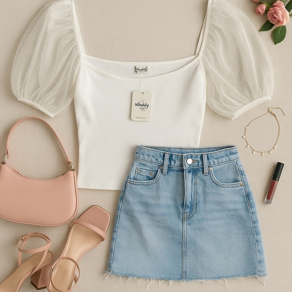 NWT Free People Puff Sleeve Ivory Top Intimately S Romantic Balletcore - Picture 3 of 12